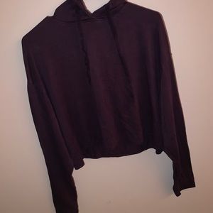 plum sweatshirt crop top with hood